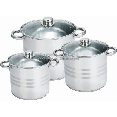 China Sustainable Wholesale Stainless Steel 6pcs Stock Pot , Cookware Royalty Line Set for sale