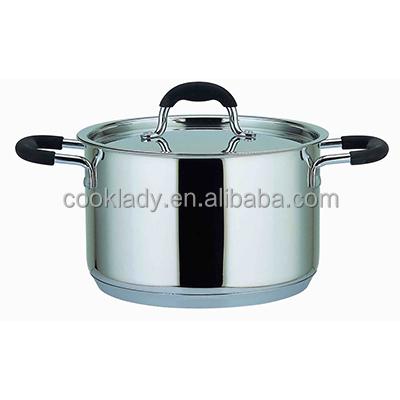 China 2pcs Large Sustainable Bottom Stainless Steel Casserole With Metal Lid for sale