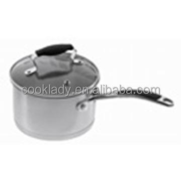 China Durable Steel Cast Glass Handle Lid Stainless Steel Pan Cookware for sale