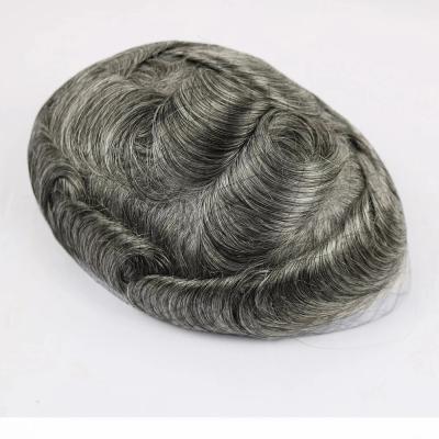 China Hot Selling Natural Wave ZP LONGFOR V Peel 0810 PU Man Gray Black Color Human Hair Low Hairpiece for sale