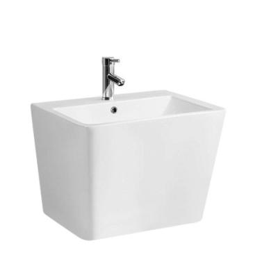 China Chinese Double-Flow Wholesale Price Wall Hung Bathroom Vessel Square Hanging Basin Sink for sale