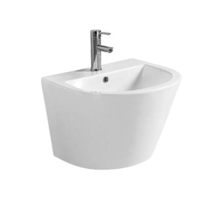 China New Design High Sense Fashionable Sanitary Ware Wall Mounted White Ceramic Hand Sink Double-Flow for sale