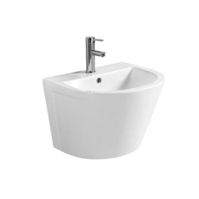 China Luxurious Double-flow wash basin design feels stronger type ceramic type washbasin wall hanging bathroom sink basin for sale