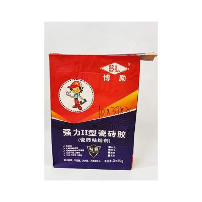 China 2022 New Design 20kg Recyclable Block Ceramic Tile Glue Bottom Kraft Paper Bag for sale