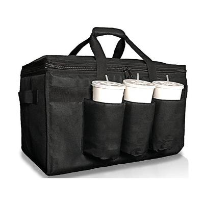 China Durable Thermal Insulated Oxford Food Carry Bag Insulated Food Delivery Bag Cup Holders Delivery Bag for sale