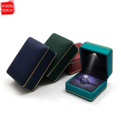 China Eco-Friendly Jewelry Box With LED Light Proposal Ring Box Rubber Paint Phnom Ring Pendant Jewelry Box Pendant for sale