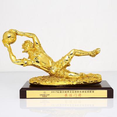 China Sports Trophy Cheap Custom Shape Award Metal Goalkeeper Empty Trophy for sale