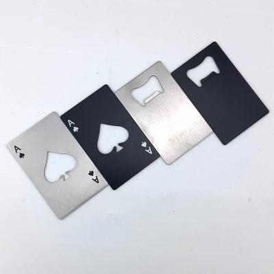 China Durable Stainless Steel Opener Personalized Metal Personal Wallet Sized Card Ace of Spades Poker Bottle Opener for sale