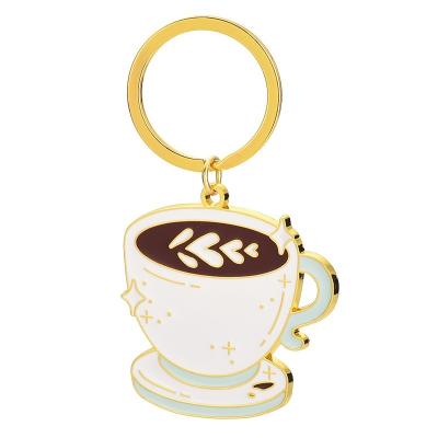 China Key organize factory direct sale gift promotion coffee cup shape cartoon creative cute metal keychains for sale