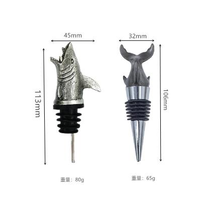 China Europe Advertising Promotion Party Birthday Decoration Set 2 Sharks Whiskey Metal Wine Aerator And Tail Bottle Head Stopper for sale