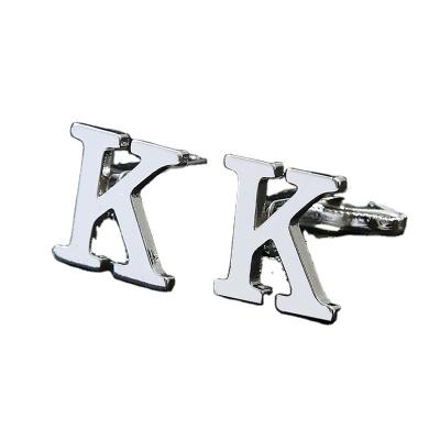 China Luxury Custom Initial Cufflinks Wedding OEM Europe Letter Stainless Steel 26 English Letter Cufflinks For Men for sale