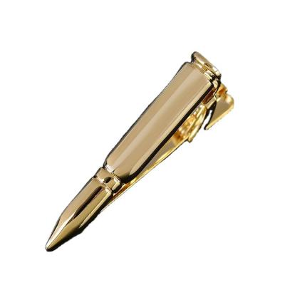 China Europe Tie Pin Bar High Quality Engraved Stainless Steel Golden Tie Rod Bullet Shaped Pin for sale