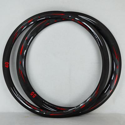 China Lightweight Carbon Road 700c Bike Rim Clincher For Road Bicycle Cycle 38/40/50/55mm Carbon Rim UD/3K Twill Brake Cross Edge 20/24hole for sale