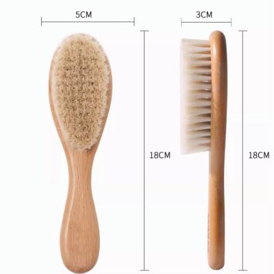 China 100% Nature baby hair wooden Baby Comb Baby Head Scalp Removal Brush Soft Wool Brush Massage COOBAMBOO for sale