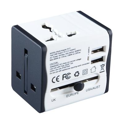 China 2 USB Travel Adapter World Plug Adapter EU R-U USA AUS Residential / Multi-Purpose Plug Adapter for sale