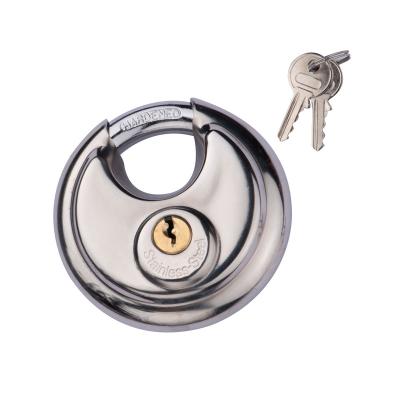 China Heavy Duty Stainless Steel 70mm Keyed Same Padlock Waterproof Padlock Security Padlock Disc Lock Around Key Stainless Steel Disc Padlock for sale