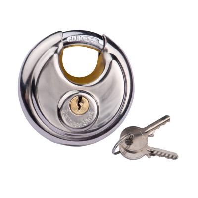 China SS Solid Steel Disc Padlock Heavy Duty Anti-theft Security Protection Locks Stainless Steel High Around Disc Door Padlocks 70mm for sale