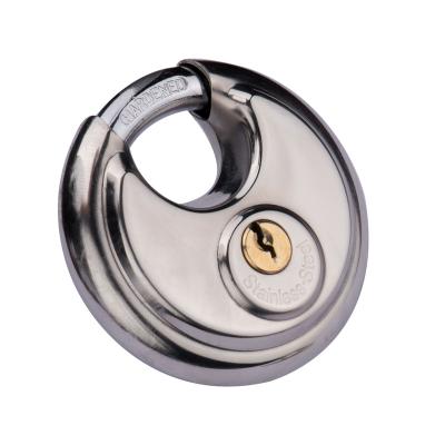 China SS Solid Steel Disc Padlock Heavy Duty Anti-theft Security Protection Locks Stainless Steel High Around Disc Door Padlocks 70mm for sale