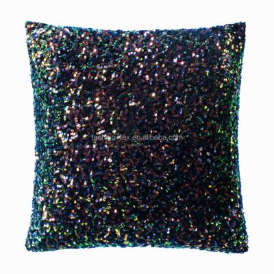 China Retail And Wholesale New Fashion Black Non-toxic Luxury 100% Polyester With Sequins Colorful Embroidered Pillow Case Cover Cushion for sale