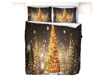 China New 3D Design Nondisposable Decor Pattern Christmas Day Style Bed Set Hand Painted Duvet Cover Set With Curtain 3d Christmas Bedding Set for sale