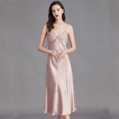 China Big suspender women's pajamas summer long women's pajamas sleepwear sexy silk nightgown wholesale QUICK DRY ice silk for sale