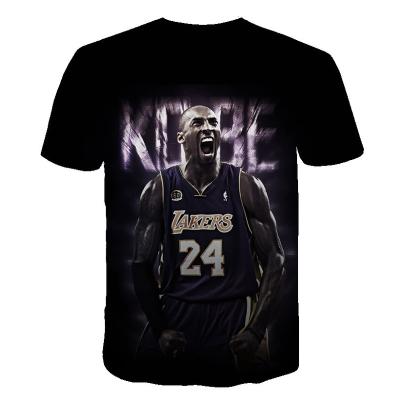 China Kobe Super Customized Shirt Basketball Star Kobe T-shirt Viable Wholesale Kobe 3D Print Shirt Bryant Jersey T-shirt for sale