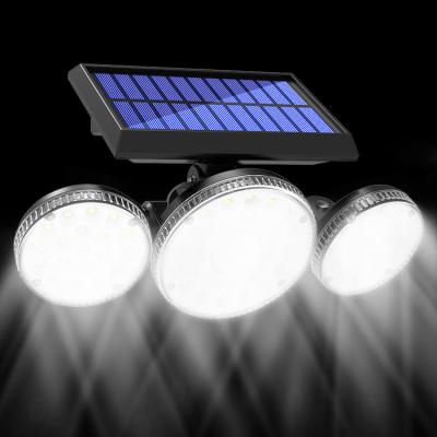 China ABS 70 LED Garden Lights Waterproof Solar Outdoor Three Solar Powered Solar Collector Plastic Head Light for sale