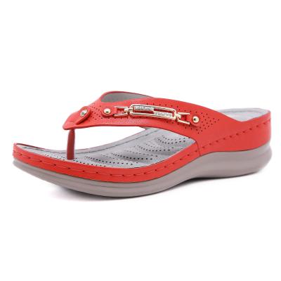 China Breathable Slide Sandals For Women, Comfy Bohemia Arch Support Flip Flops Wedge Thong Sandals Slippers for sale