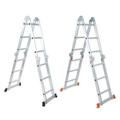 Cina Aluminum Folding Step Ladder Cheap Price 4 Segments Combination Folding Ladders With Locking Hinge Joint in vendita