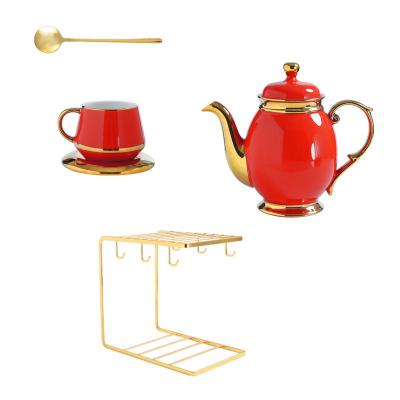 China Modern minimalist ceramic European household scented tea set afternoon tea set coffee utensils viable cup6Set for sale