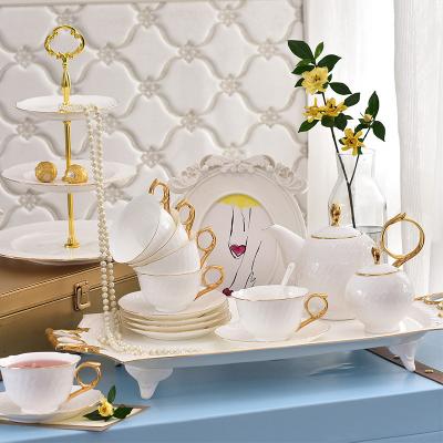 China Viable Ceramic European Style Cup And Saucer British Afternoon Cup Set Light Luxury Nordic Style Bone China Coffee And Tea Sets for sale