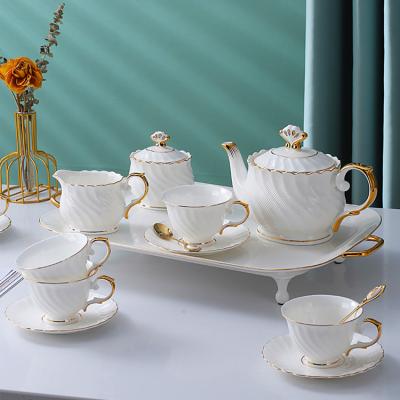 China Viable Nordic British European Luxury Lightweight Ceramic Cup And Saucer Coffee Tea Set Afternoon Wedding Bone China High End Gift Box for sale