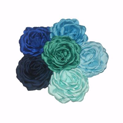 China New Fabric Cloth Peony Flowers, High Quality Satin Chiffon Burnt Edge Flowers, Hair Accessories For Kids for sale