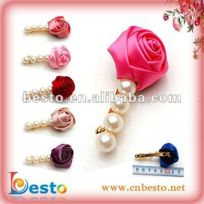 China Elegant Fancy Hair Satin Rose Pin Up Hair Accessories For Wedding Bridal for sale