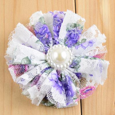 China Home Decoration Wholesale Purple Chiffon Fabric Flower Decorative Handmade Corsage for sale