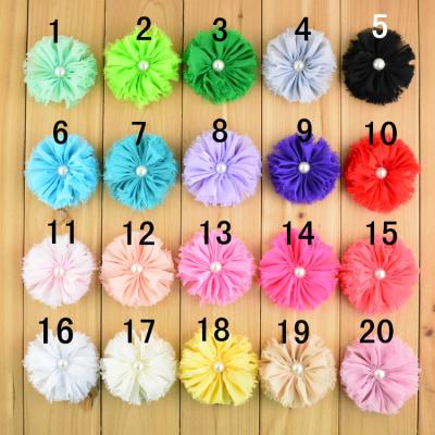 China Home Decoration Hot Sale Custom Size Chiffon Flower With Felt Tulle Chiffon Bottom Flower For Headband for sale