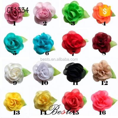 China Korean new style stereo roses shape chiffon flower for dress about 6cm for sale