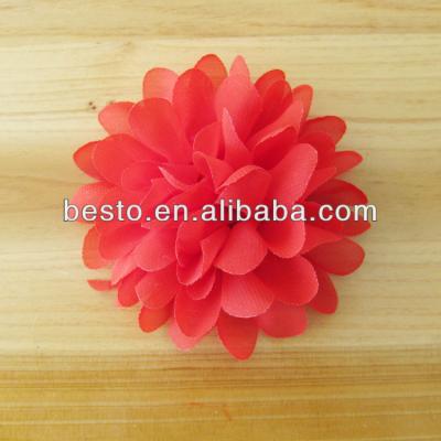 China CF 0786 chiffon flower, import china red laser cut breath chiffon fabric flower ruffled breath for sale