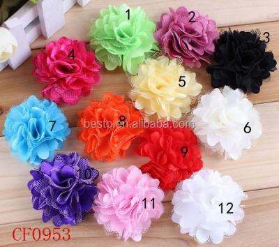 China For Garment Mesh Satin Fabric Hot Selling Handmade Decorative Chiffon Flower for sale