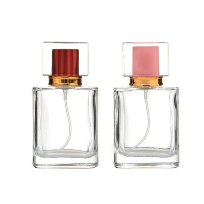 China Perfume Perfume Bottle 30ml 50ml 100ml Luxury Thick Bottom Empty Flat Square Clear Glass Perfume Bottle Wholesale Empty Glass Bottle for sale