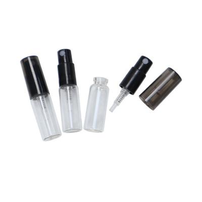 China 3ml Cosmetic Test Glass Vial For Perfume Packaging Perfume Sample Glass Bottle With Push On Pump And Cap for sale