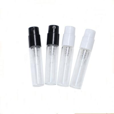 China 1.5ml 2ml 2.5ml Small Cosmetic Perfume Glass Vial Mini Perfume Sample Bottle With Push On Pump for sale