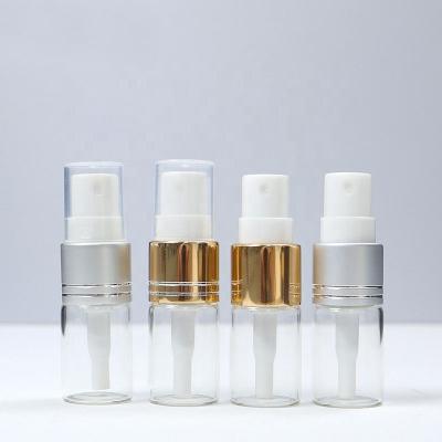 China Perfume 5ml small cosmetic transparent glass vial type bottle hotsale glass tube with aluminum spray pump for sale