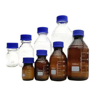 China Amber Empty Custom Sizes Glass Cosmetic Clear Bottle Wide Mouth Laboratory Reagent Glass Bottle for sale