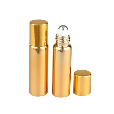 China Luxury 5ML 10ML Perfume Bottles Essential Oil Stainless Steel UV Coating Empty Roll On Bottle for sale