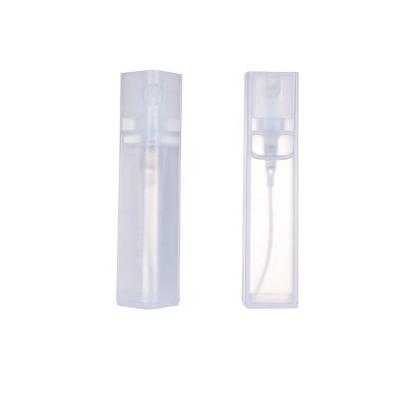 China Cosmetic 18ml Mist Spray Bottle PP Mist Sprayer Clear Square Plastic Perfume Packaging Plastic Mist Bottle for sale