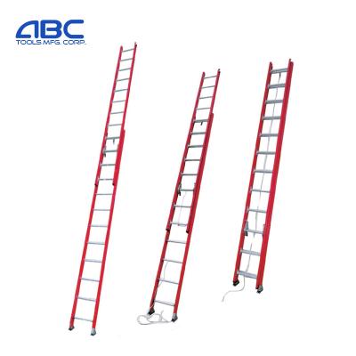 China D-section Folding Ladders Heavy Duty Fiberglass Top Rung Leveling High Visibility Leaning Ladder Extension Trestle for sale