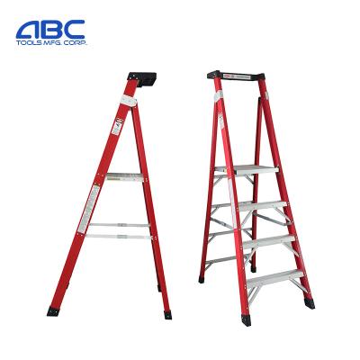 China Escalera De Mano 330lbs 4 Step Fiberglass Industrial Podium Ladders Folding Ladder Portable Folding Platform Ladders For Sale for sale