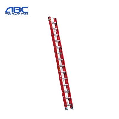 China EN 131 Standard 2X12 24 Steps Fiberglass Double Extension Folding Ladders / Telescopic Step Ladder For Fiberglass for sale