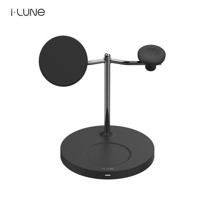 China Multi Earphone 3in1 Charging Station MOON Magsafing 3 Left USB 1 Type-C Charger Stand 23W for Apple Devices and Wireless Cell Phone for sale